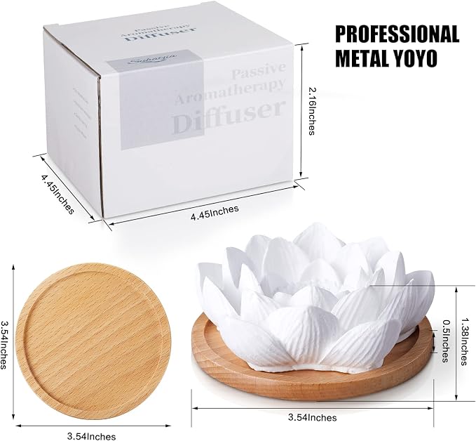 Passive Essential Oil Diffuser,Aromatherapy Passive Mini Ceramic Essential Oil Small Diffuser for Desk Office Home Gift (Lotus)
