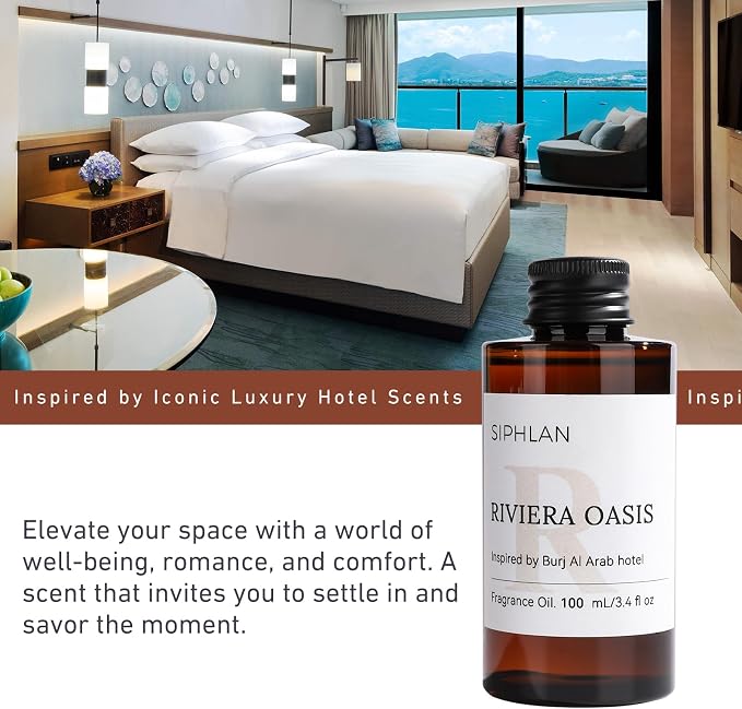 Riviera Oasis Hotel Collection Diffuser Oil – 100mL Luxury Aromatherapy Essential Oil for Diffusers & Waterless Diffusers – Premium Fragrance for Home & Office
