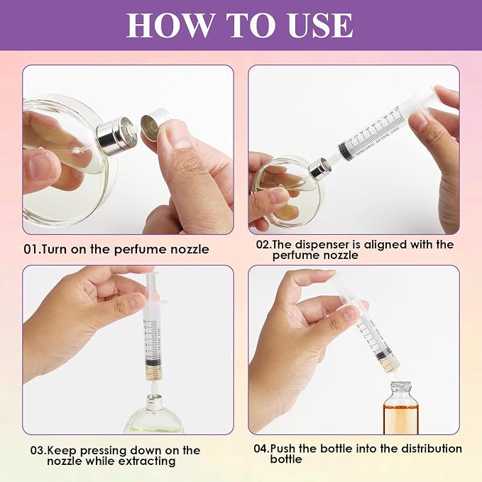 5 Pack-10ml Plastic Perfume Syringe Extracto Decanter Kit with Blunt Stainless Needle Tip, Suitable for Perfume、Ink、Pen、Printer Filling, Refillable Liquid Dispensing and Measuring.