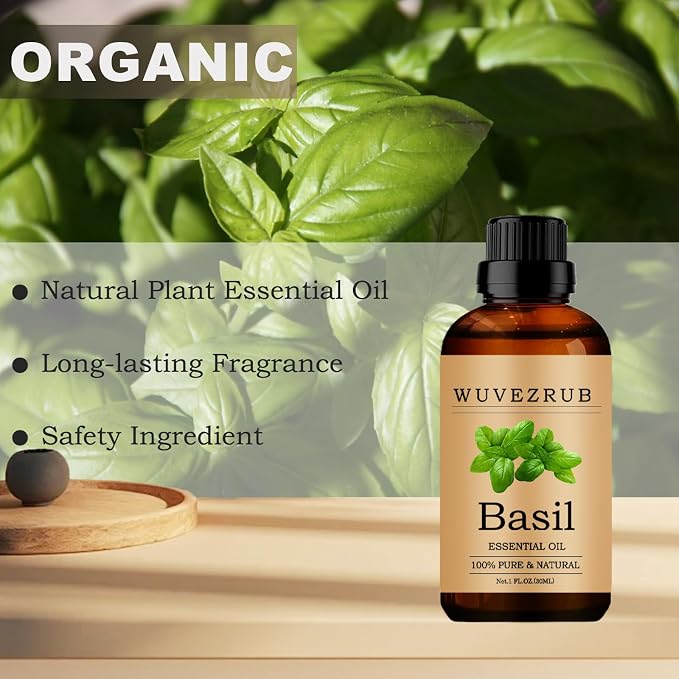 Basil Essential Oils, 30ML Pure and Natural Essential Oil for Aromatherapy Diffuser /1 Fl Oz- Basil