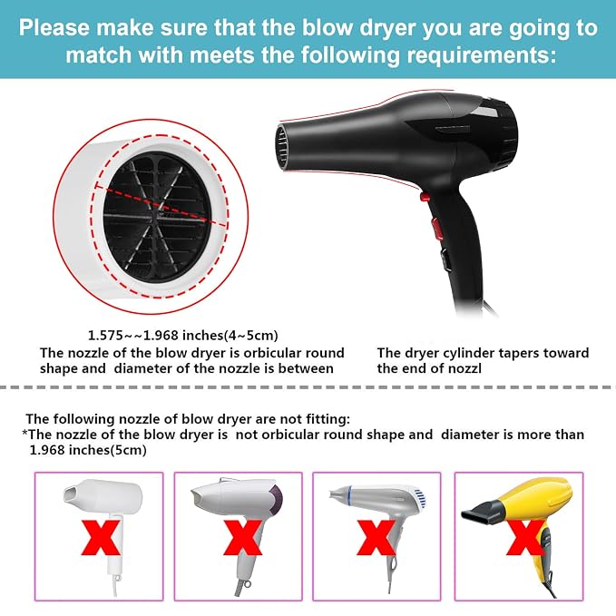Universal Collapsible Hair Dryer Diffuser Attachment-Foldable Portable Travel and Easy Storage Hair Diffuser Fit Most Hair Dryers with Nozzle Diameter D-1.575Inch to 1.968 Inch (4-5cm)- Blue