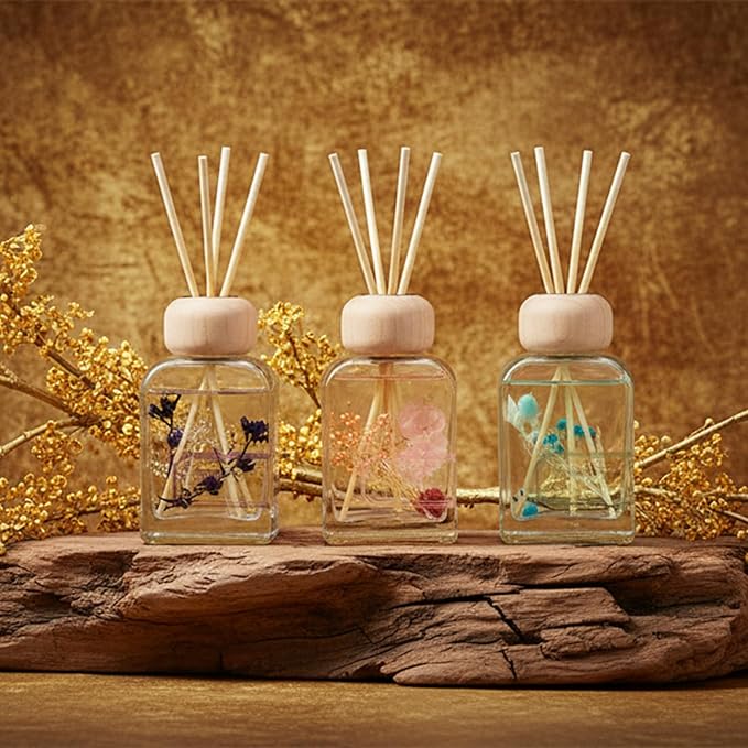Reed Diffuser Set, 3.4 fl oz - Elegant Home Fragrance with Sticks - Long-Lasting Scented Oil Reed Diffuser for Bedroom, Bathroom Shelf Decor & Office (Dusty Lilac)