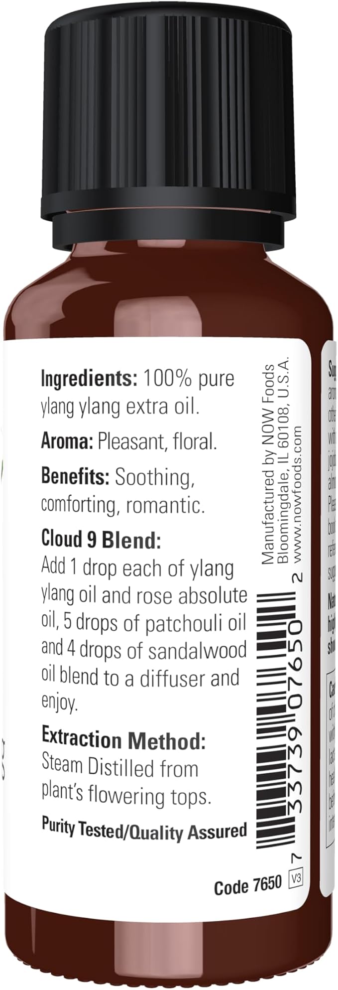 NOW Essential Oils, Ylang Ylang Extra Oil, Comforting Aromatherapy Scent, Steam Distilled, 100% Pure, Vegan, Child Resistant Cap, 1-Ounce