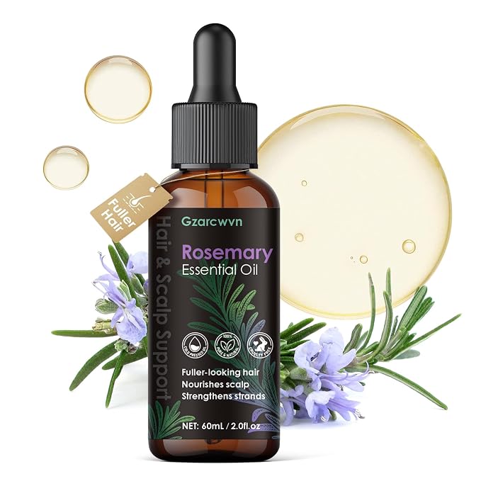 Rosemary Essential Oil for Hair Growth & Scalp Care, 60ml | Plant-Based Nourishing Oil, Daily Scalp Massage, Stronger & Smoother Hair, Paraben-Free