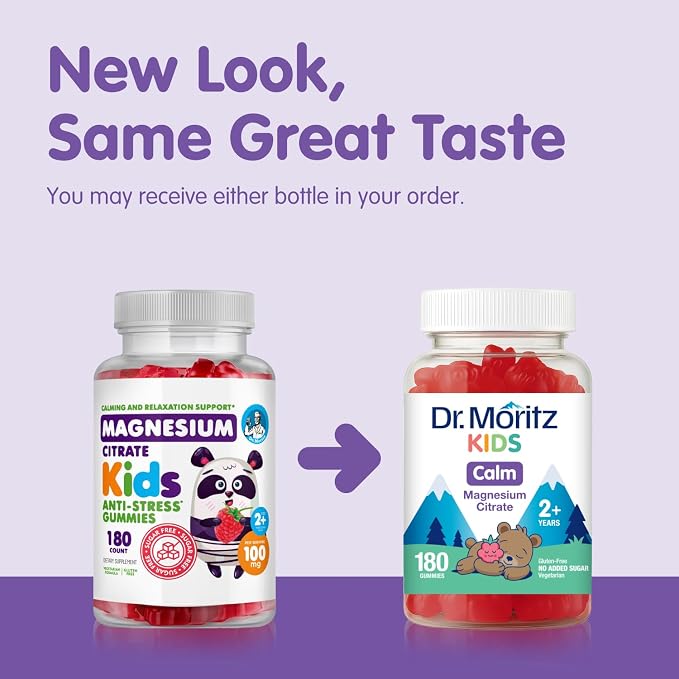 DR. MORITZ Sugar-Free Calm Magnesium Gummies for Kids and Adults - Non-GMO Magnesium Citrate Gummies - Raspberry Flavor - 1-Pack (180 Count)