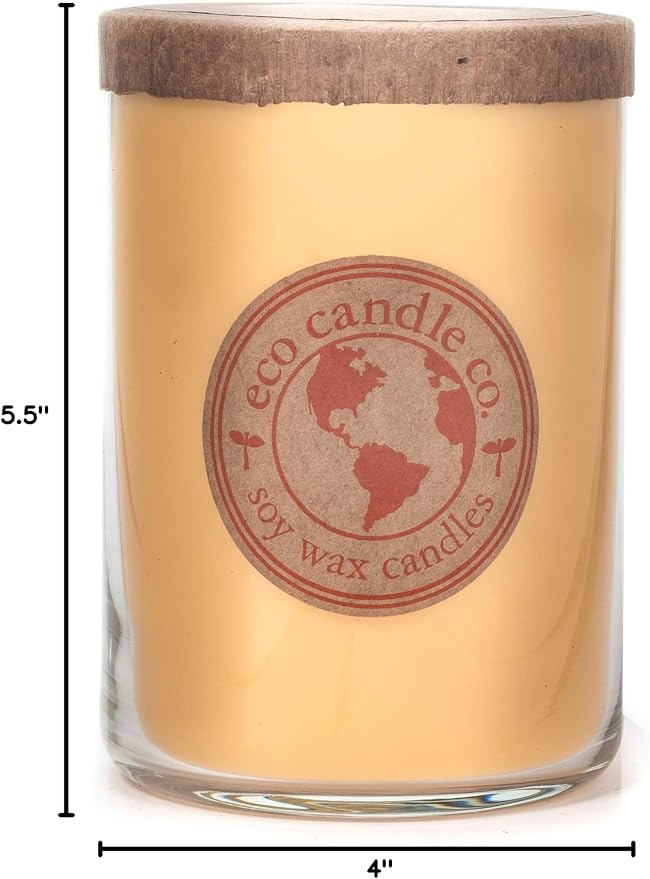ECO CANDLE CO. Recycled Candle, Citrus Squeeze, 26 oz. - Scents of Orange, Tangerine, Grapefruit, Lemon, & Lime - 100% Soy Wax, No Lead, Kraft Paper Label & Lid, Hand Poured, Midwest Grown Soybeans