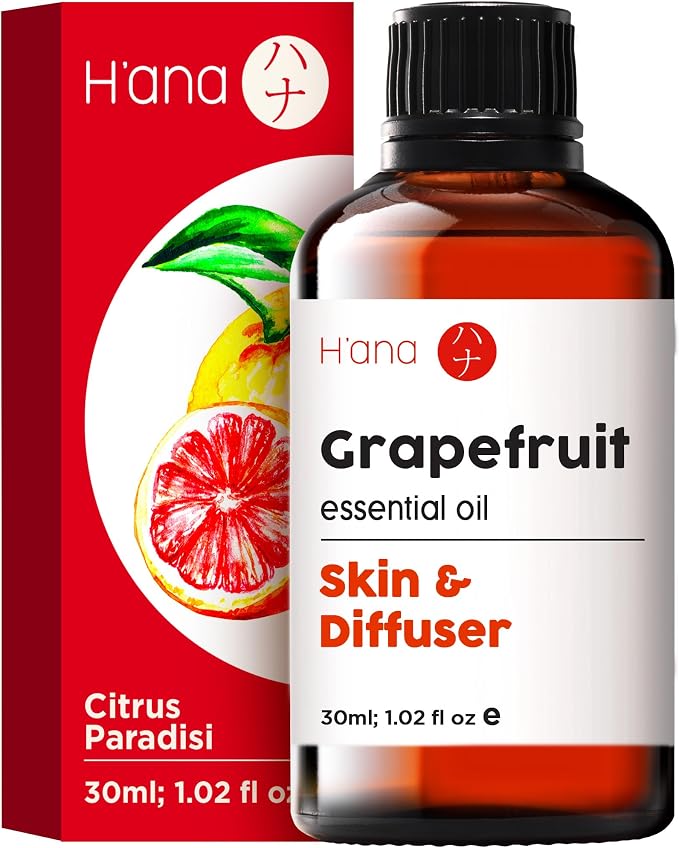 H'ana Grapefruit Oil - 1.02 Fl Oz Grapefruit Essential Oil for Hair, Skin, Diffuser, Aromatherapy & DIY