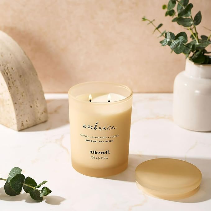 Frosted Scented 2 Wick Candles AW (Embrace (Vanilla + Sugarcane + Almond))