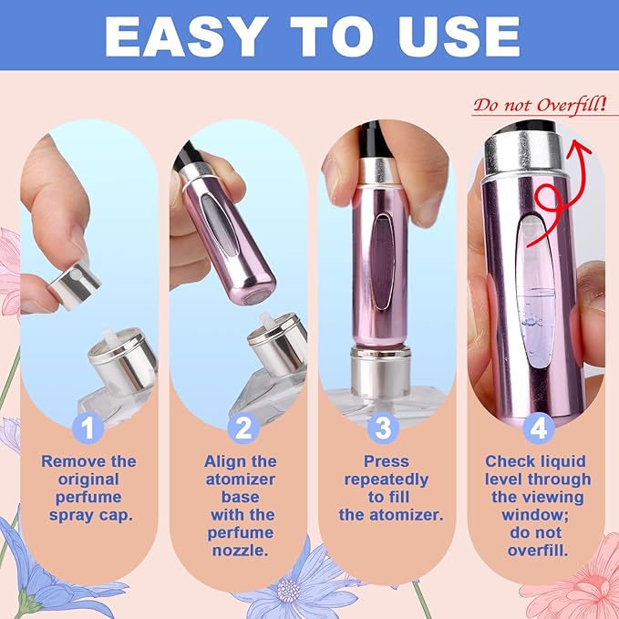 8 Pack Perfume Travel Refillable Bottle, Perfume Atomizer Bottle, Refill Pump Case Spray Bottles for Men and Women (5ml, 8Pack), Travel & Cruise Essentials