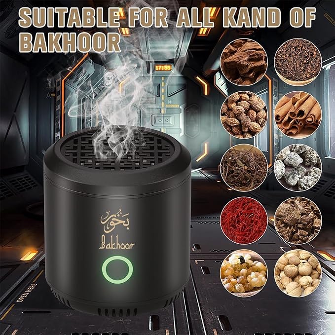 Portable Mini Incense Burner Bakhoor Rechargeable USB Aroma Diffuser Electric Arabic Incense Holder Muslim Home Decoration