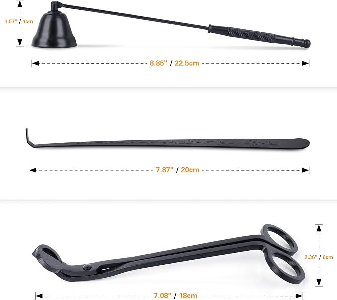 3 in 1 Candle Tools Set, Candle Wick Trimmer, Candle Cutter, Candle Snuffer, Candle Wick Dipper Accessory Set - Black