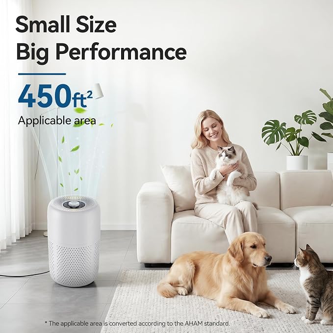 2 Pack YARIKI Air Purifiers for Bedroom with H13 True HEPA Filter,360° Air Intake,Essential Oil Diffuser,Night Light, 24dB Quiet Compact Air Purifier,P60