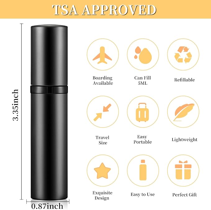 2PCS Perfume Travel Refillable Bottle, Bottom-Filling Fragrances Perfume Atomizer, Empty Mini Cologne Dispenser, Portable Sprayer Pocket Size for On the Go 5ml (Black & Dark Blue)