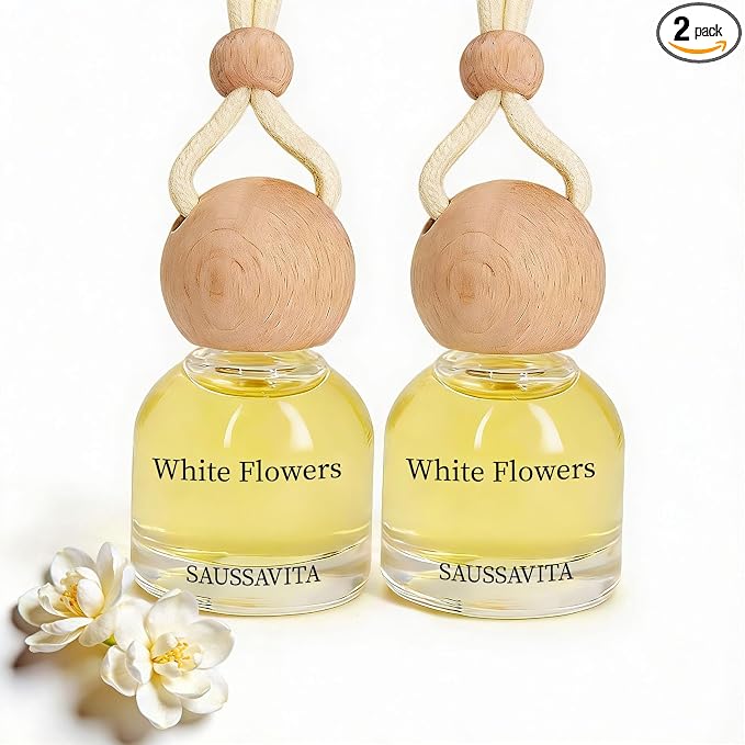 Car Air Freshener Diffuser 2 Pack Hanging Air Freshener Diffuser - Jasmine Lily Scent Car Fresheners 120 days Long Lasting Vent Clip 0.34 oz Each Automotive Air Fresheners Gifts for Women Birthday