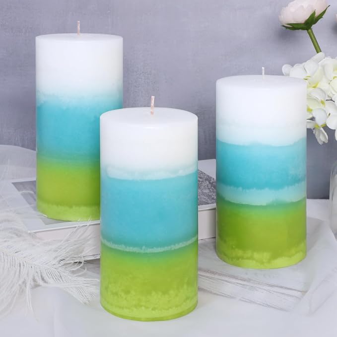Mint Scented Pillar Candles - 3x6 inch Aromatherapy Candles, Long Lasting 70+Hours Clean Burning, Perfect for Meditation Spaces, Home Offices