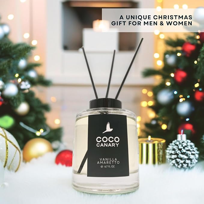 Coco Canary 6.7 oz Reed Diffusers for Home, Vanilla Amaretto Scent, Long-Lasting Warm Scent, Creamy Vanilla & Nutty Amaretto, Coastal Elegance