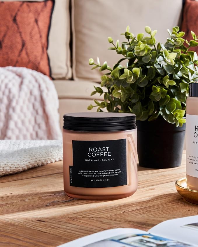 M&SENSE Coffee Home Scented Candles, 11.6oz Natural Soy Wax, 70-Hour Long Lasting, Organic Candles Non Toxic, Warm Scent for Coffee Lovers, Aromatherapy Home Fragrance for Bathroom Office