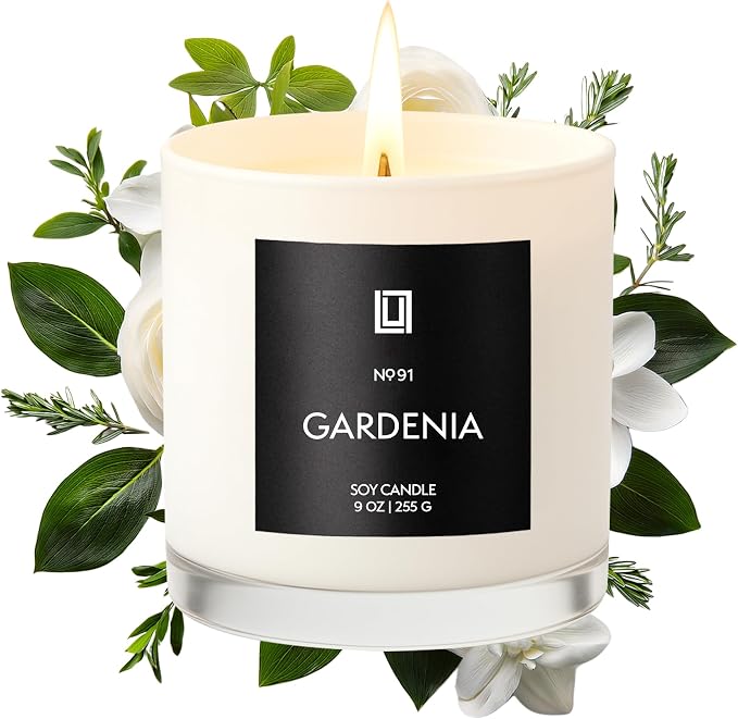 Lulu Candles | Gardenia | Luxury Scented Soy Jar Candle | Hand Poured in The USA | Highly Scented & Long Lasting- 9 Oz.