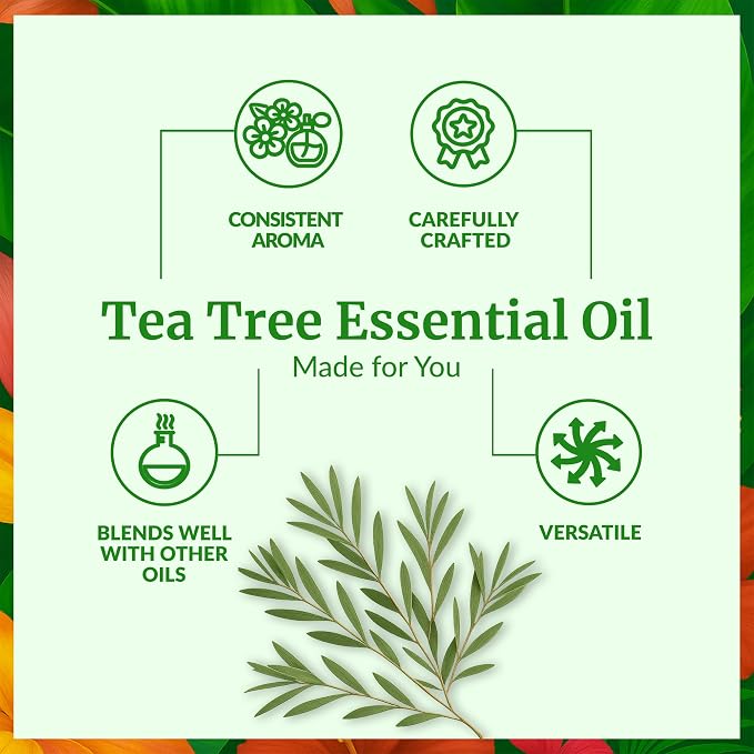 SVA Tea Tree Essential Oil 4 Fl Oz – for Diffuser, Skin & Hair Care – Ideal for Massage & DIY Blends – with Dropper