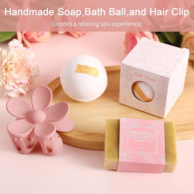 Get Well Soon Gifts Baskets for Women Self Care Gifts,Birthday Gifts for Women Spa Care Package, Set for Mom Wife Girlfriend Sister Best Friend (Pink)