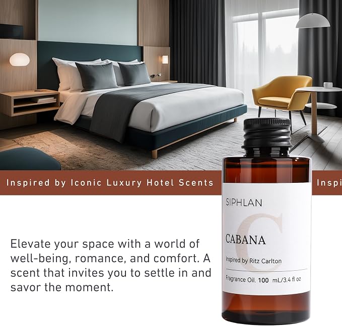 Cabana Ritzy Hotel Collection Diffuser Oil – 100mL Luxury Aromatherapy Essential Oil for Diffusers & Waterless Diffusers – Premium Fragrance for Home & Office