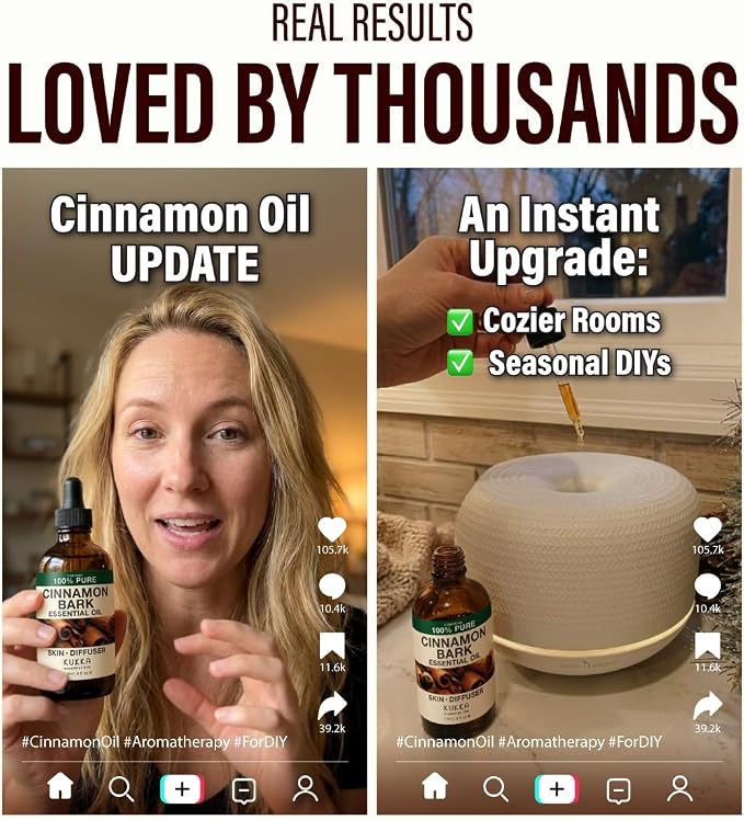 100% Pure Cinnamon Oil - 4 Fl Oz Cinnamon Essential Oil for Hair, Skin, Diffuser, Aromatherapy & DIY Soap Making Scent