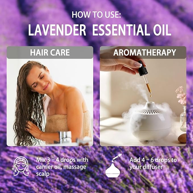 Lavender Essential Oil, Lavender Fragrance Oil for Diffuser, Massage, Humidifier, DIY Candle, Soap Making, Home, Bath, Yoga - 4 fl oz (120ml) - ZODION Essential Oils