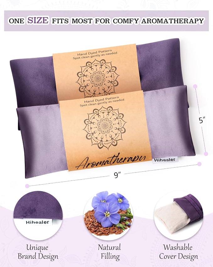 Weighted Eye Mask for Sleep, Yoga, Meditation, Lavender Eye Pillow Heated for Headache, Sinus, Dry Eyes Relief, Moist Heat Mask Purple Relaxation Gifts for Women (Purple&Lilac)