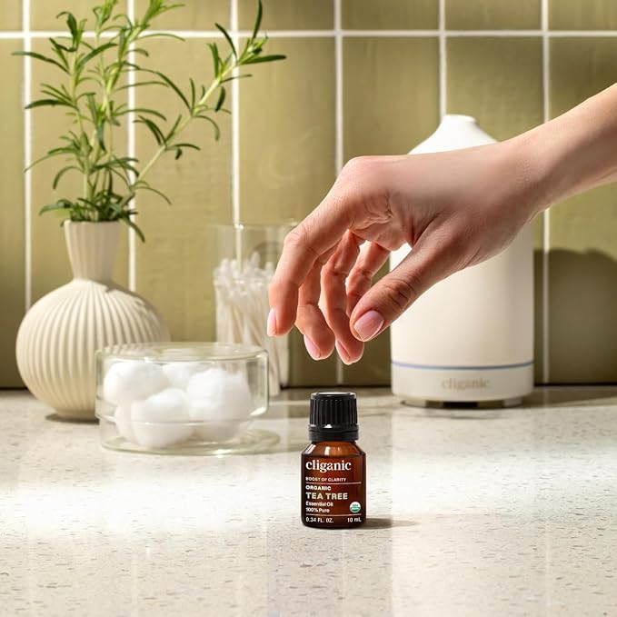 Cliganic Organic Tea Tree Essential Oil – 100% Pure & Natural Essential Oil, USDA Certified, Non-GMO Verified, Vegan & Cruelty-Free | for Aromatherapy, Diffuser, Skin, Hair & Nails