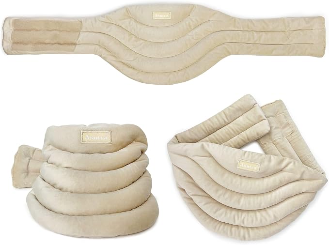 ASUTRA Champagne Gold Silk Eye Pillow and Weighted Neck Wrap Bundle Set, 2 Products - Weighted Eye Mask Filled w/Lavender & Flax Seeds, Hands-Free Microwaveable Heat Pad and Cooling Neck Wrap