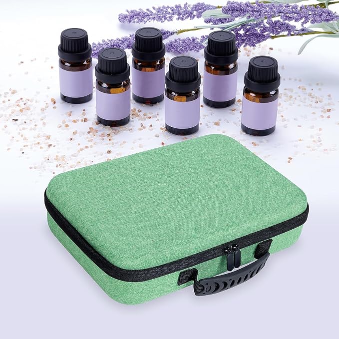 Essential Oils Carrying Case Holds 60 Bottles with Detachable Pad, Green