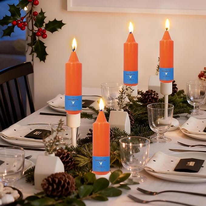 Smokeless Candlesticks Short Taper Candle,Unscented 5 Inches Orange Candle Sticks Dripless Tapered Candles for Home Décor Weddings Seasons Gifts