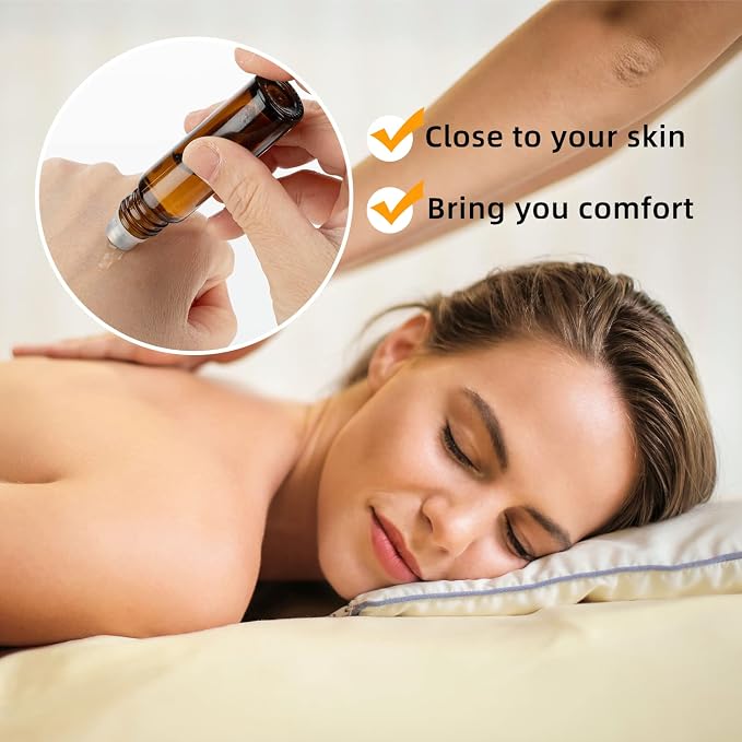 10ML Essential Oil Roller Bottles, 6 Pack Amber Oil Roller Bottles for Essential Oils, Roll on Bottle with Stainless Steel Balls(6 Labels, Opener, Funnel, Dropper Included)