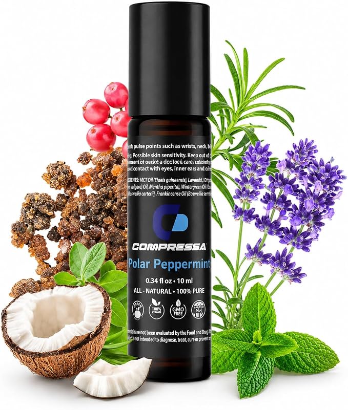Polar Peppermint Essential Oil Roll-On 10 ml – 100% Pure & Natural Peppermint Aromatherapy Roller – Cooling Sensation for Focus, Relaxation & Daily Wellness
