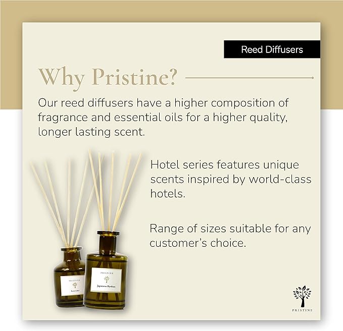 PRISTINE Swiss Château/Inspired by Hilton Reed Diffuser - Home & Bathroom | Fresh Cut Rose, Tangerine, Cedarwood Oil Reed Diffuser Set | Oil & Reed Diffuser Sticks, Home & Office Decor, Fragrance Gift