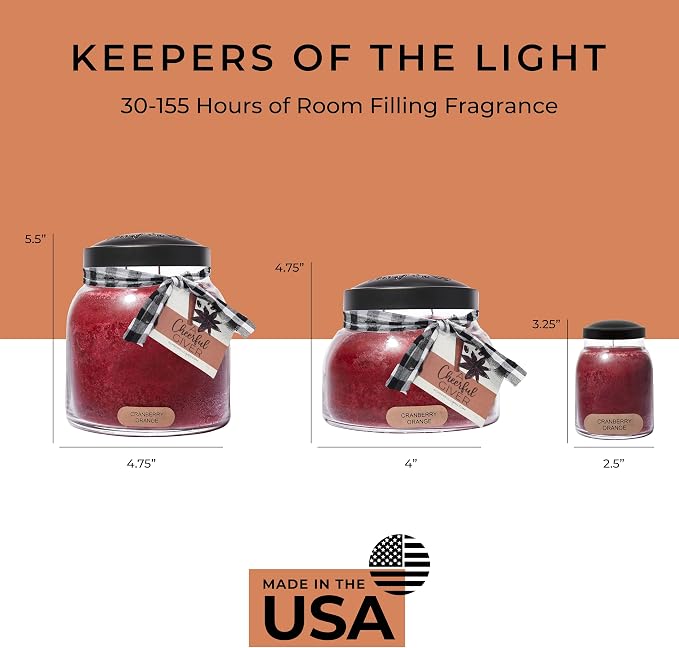 A Cheerful Giver - Cranberry Orange - 34oz Papa Scented Candle Jar with Lid - Keepers of the Light - 155 Hours of Burn Time, Gift for Women, Red