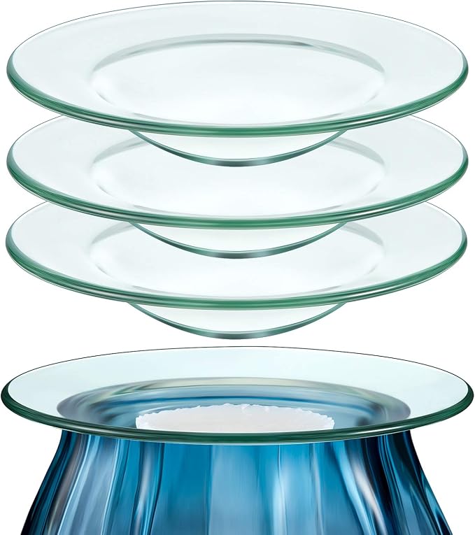 Patelai 4 Pcs 4.5 Inches Replacement Oil Warmer Dish Round Glass Dish Wax Melt Candle Warmer Bowl Plate Lid Tray for Aroma Lamp Electric Lamps Oil and Tart