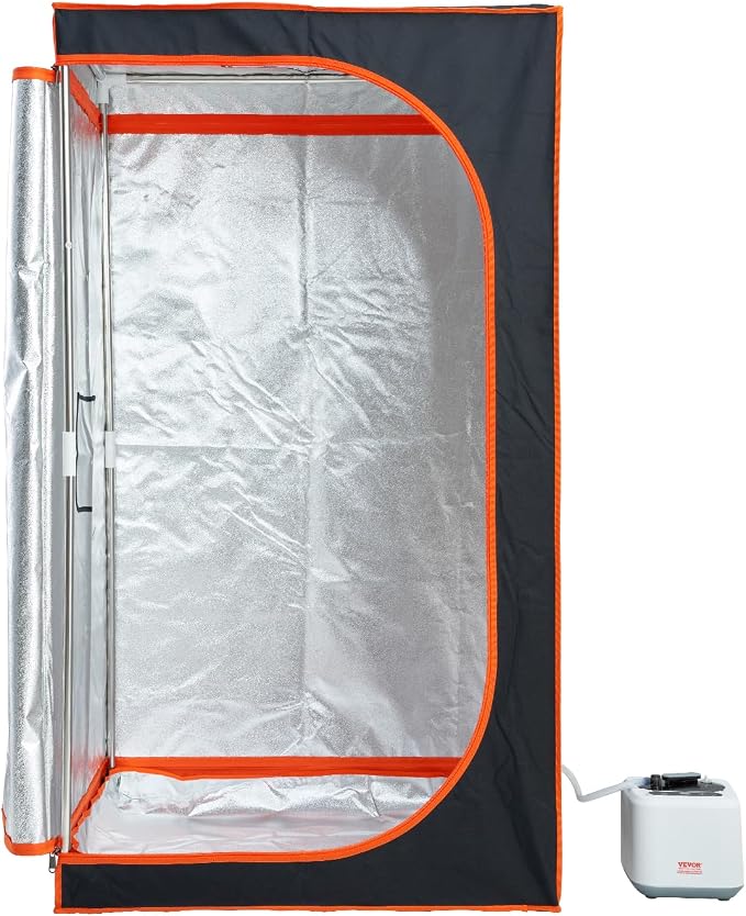 VEVOR Portable Steam Sauna Tent Full Size, 1000W Personal Sauna Kit for Home Spa, Detoxify & Soothing Heated Body Therapy, Time & Temperature Remote Control with Floor Mat