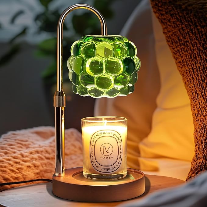 Candle Warmer Lamp with Timer Adjustable - Height Candle Warmer, Dimmer, Vintage Glass Wax Melting Lamps for Home Decor, for Candles in Jars with 2 Bulbs
