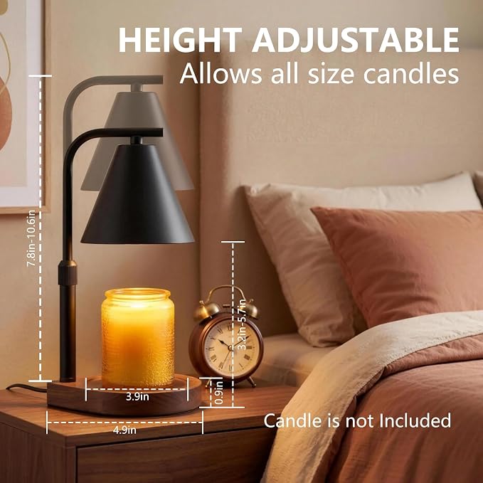 Candle Warmer Lamp with Timer & Dimmer- Electric Wax Melt Warmer with Adjustable Height for Scented Candles, Home Décor Fragrance and House Warming Birthday Gifts for Women Mom