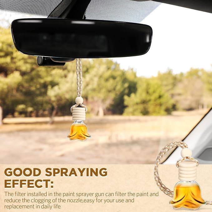 BBTO 50 Pcs Hanging Car Air Freshener Car Diffuser Bottles Empty Glass Perfume Bottle Freshener Diffuser Bottle Pendant for Essential Oil Fragrance Aromatherapy Ornament(Rose)