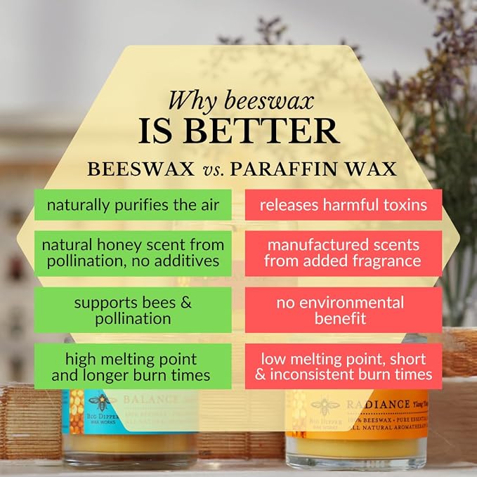 Big Dipper Wax Works Beeswax Aromatherapy Candle, Radiance, Apothecary Glass, Ylang Ylang & Tangerine Scented, 25-Hour Burn, Pure Essential Oils, 2" x 2.5"