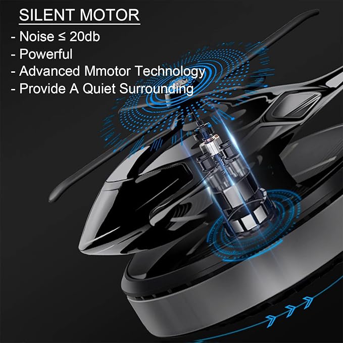 Car Air Freshener, Helicopter Solar Energy Rotating Aromatherapy Aviation Al Alloy Diffuser, Interior Decoration Accessories Diffuser for Car and Home (Silver)