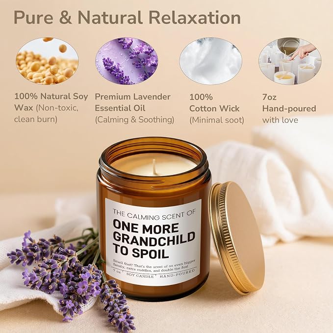 Gift for Grandparents, Pregnancy Announcement for Grandparents, One More Grandchild Candle, Pregnancy Reveal to Parents - Lavender Scented Candle