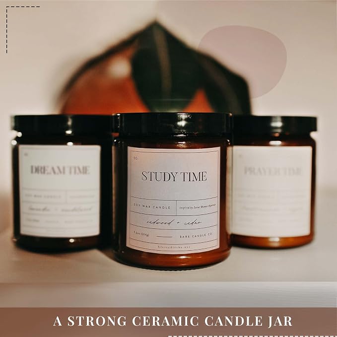 Blessed is She Premium California Redwood Scented Candle with Cedar Scent Study Candles, 7.2oz Glass Candle Jar, 100% Soy Wax Candles with Wood Wick, Aromatherapy Candle for Studying Redwood Gifts