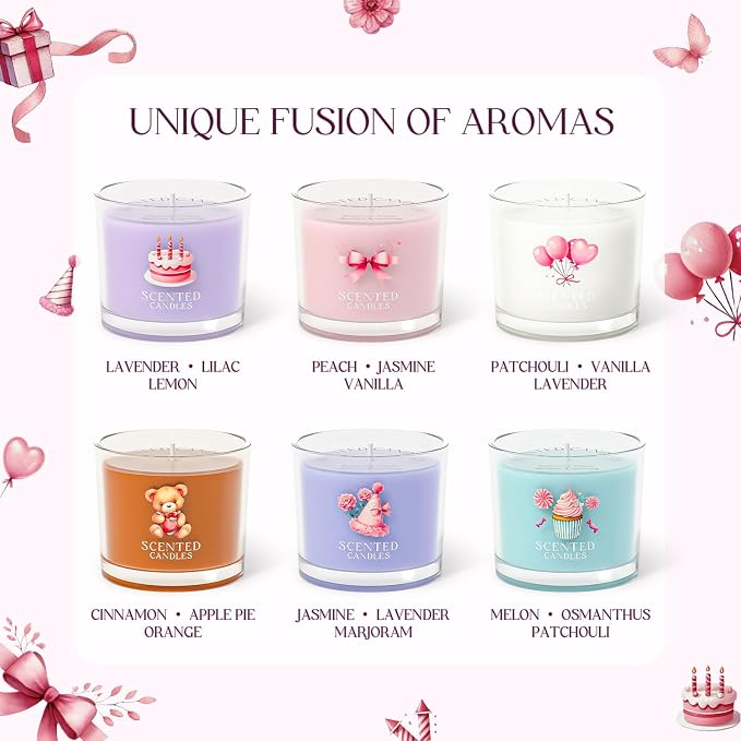 CHILLFLAME 21st Birthday Gifts for Girls, Birthday Candle Gift Set for Her, 6 Scented Votive Candles, Candles Gifts for Women/Men (6 Color, 14 oz)