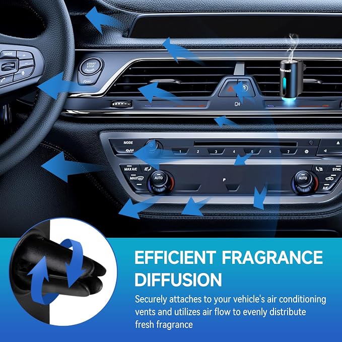 Featwell Car Air Freshener, Air Freshener Diffuser Three Adjustable Modes, Aromatherapy Machine Rechargeable (Black)