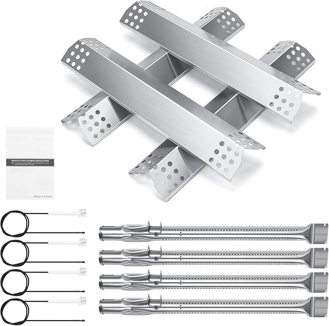 Hisencn Replacement Parts for Monument Grills 24367, 35633, 17842, 24633, 41847NG, 77352, 77352MB, Heat Tent and Grill Burner& Igniter Replacement Parts for Monument Grills 4-Burner Gas Grill