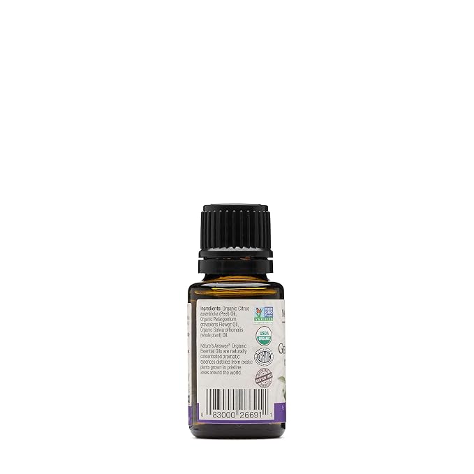 Nature's Answer 100% Pure Organic Essential Oil Blend, 0.5-Ounce, Geranium/Sage
