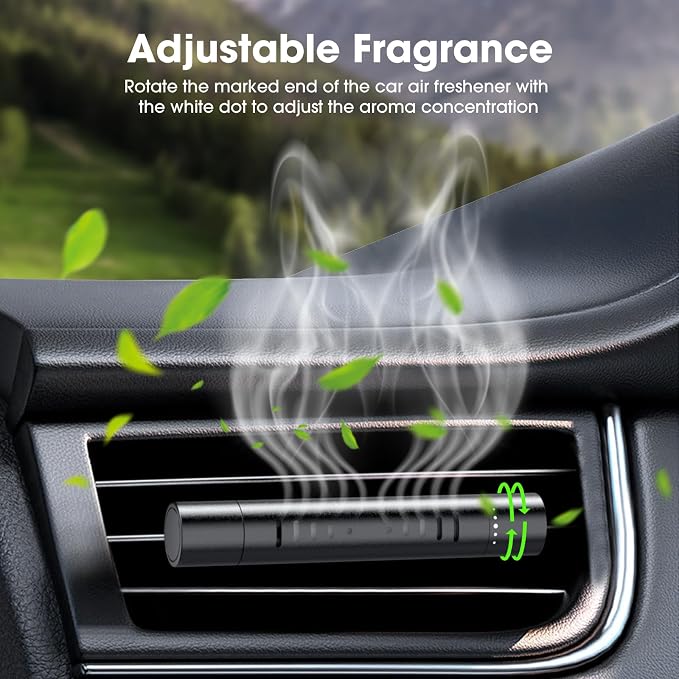 2 Packs Custom Car Air Freshener Diffuser Vent Clips with 12 Refill Sticks for Cars, Office, Kitchen, Bathroom, Pet Basic Refillable Kit Essential Oil Diffusers Car Accessories for Women Men